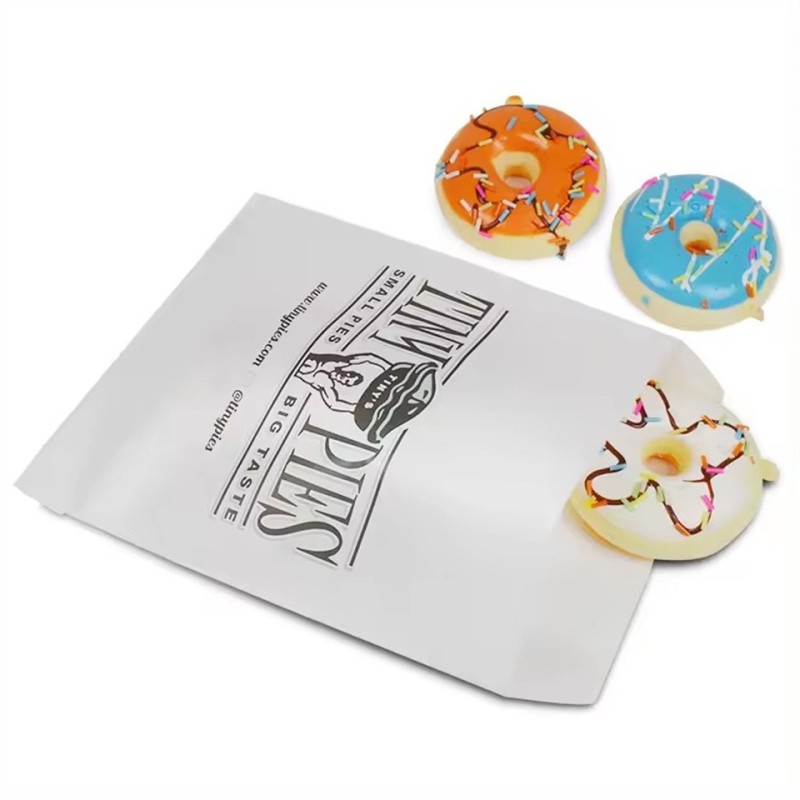 Custom Printed Fast Food Donuts Pouch Take Away Greaseproof Paper Bag