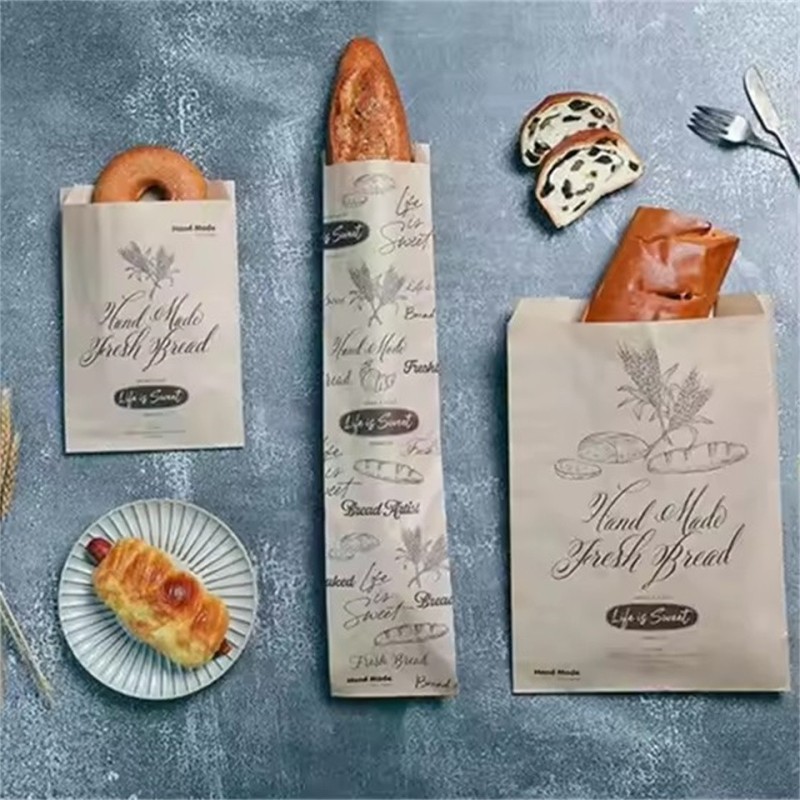 Food Grade Custom Printed Sandwich Bread Packaging White Greaseproof Paper Bag