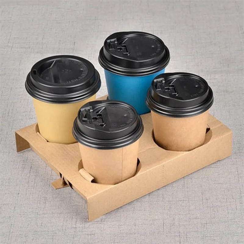 Hot Sale 100% Recyclable 2 4 Pack Coffee Carrier Take Away Paper Cup Holder