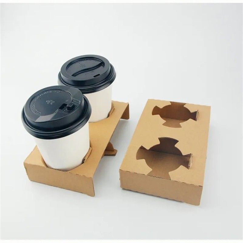 Factory Price Direct Corrugated 2-4 Holes Ready To Ship Brown Kraft Hot Drink Paper Coffee Cup Holder Carrier