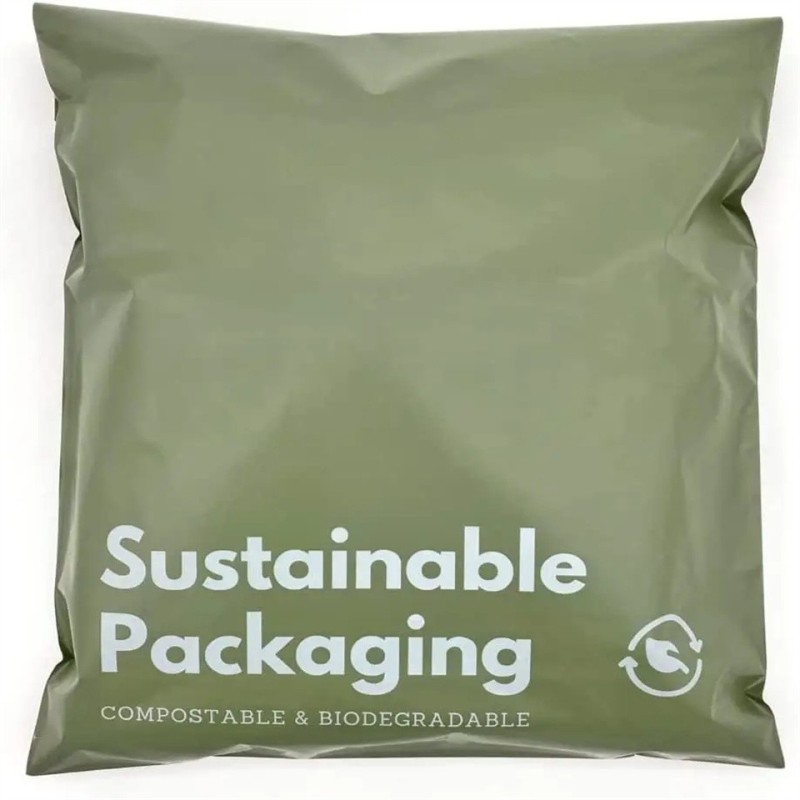 Custom sustainable compostable postal darker green E-commerce clothing packaging poly mailer shipping bag