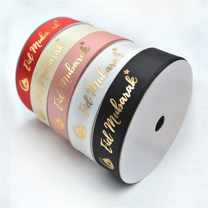 Hot selling wholesale luxury branded custom hot foil logo satin grosgrain ribbon