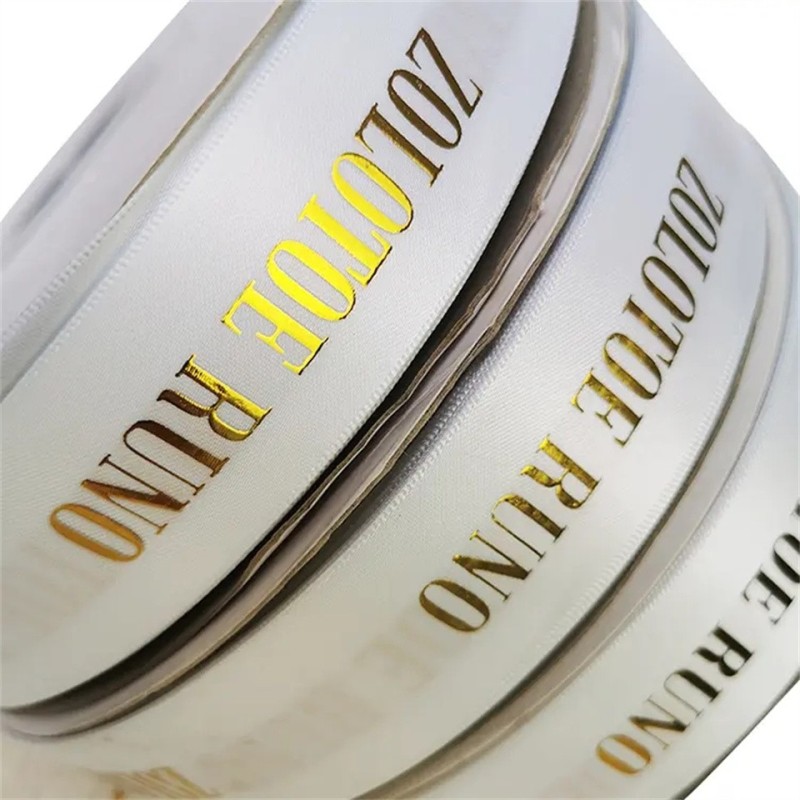 Factory Wholesale Stocked 100% Polyester 50mm Milk White Custom Printed Blend Satin Ribbon