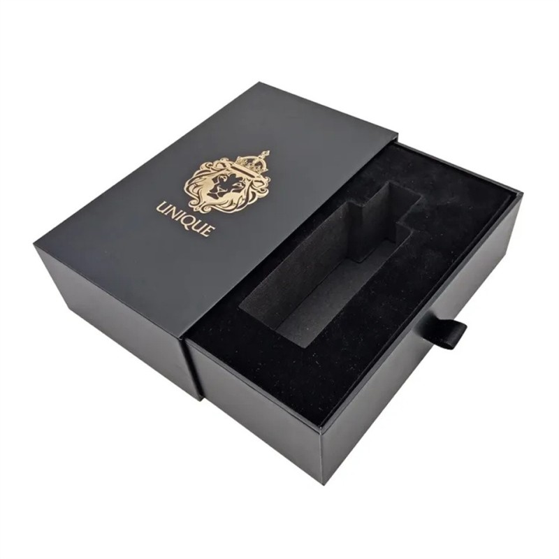 Wholesale Rigid Black Matte Custom Perfume Packaging Paper Drawer Gift Boxes