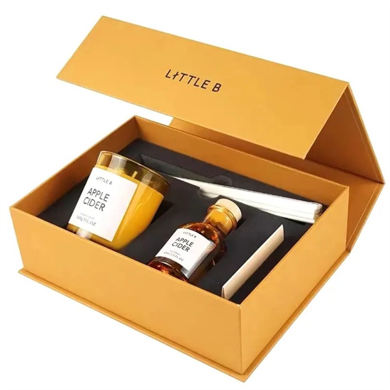 Eco Friendly Custom Orange Printed Logo Magnetic Paper Perfume Gift Box Packaging