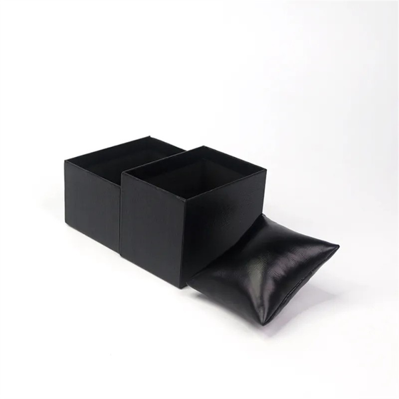 Wholesale Luxury Custom Plain Black Small Cardboard Rigid Watch Paper Gift Boxes With Pillow