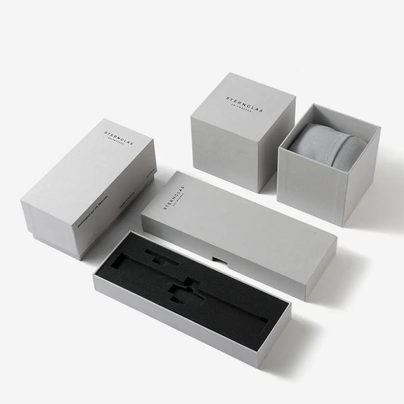 Factory Direct Sale Customized Light Gray Printing Paper Watch Gift Box Packaging
