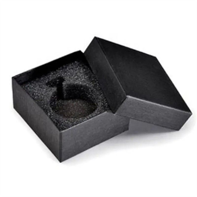 Wholesale Custom Logo Matte Black Kraft Paper Watch Gift Boxes With Sponge