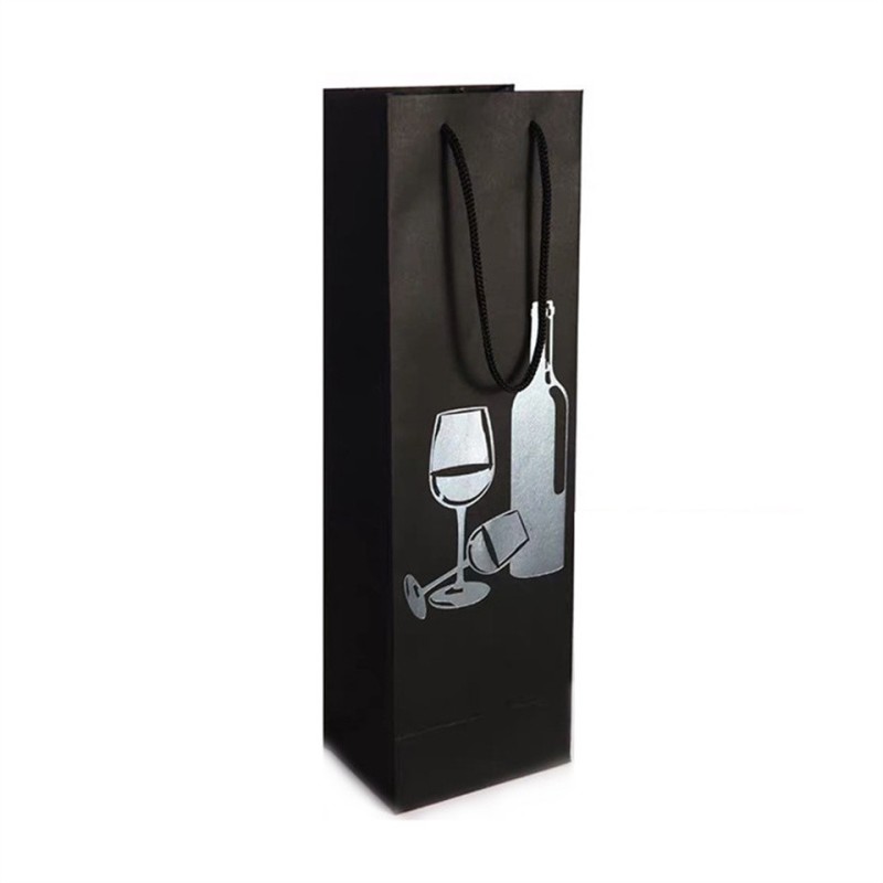 Wholesale 10*10cm OEM Design Black Matt Wine Paper Shopping Bag