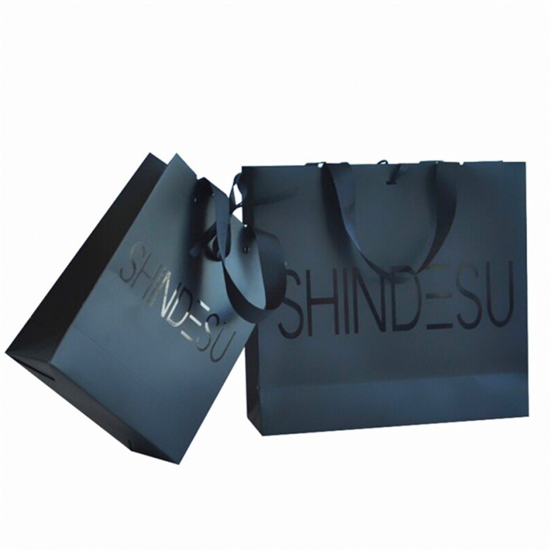Factory Price Custom luxury Black Spot UV Clothing Cosmetic Paper Shopping Bag