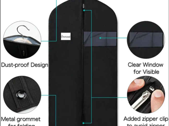 Non-woven garment bags has become more popular for business suit cover these years.