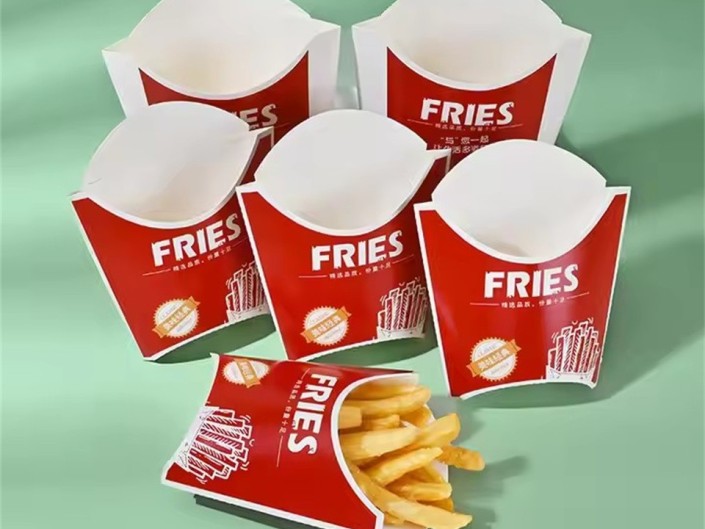 FSC certificated Food Grade Printed French Fries Paper Box Packaging.