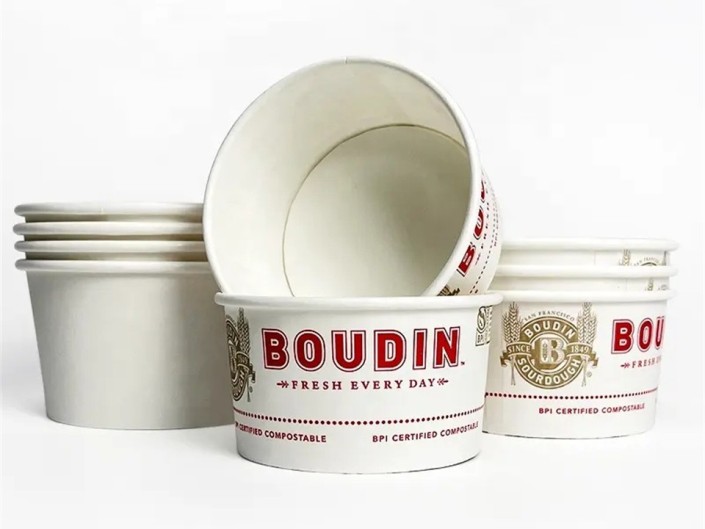 Custom printed paper bowl is a sprkling point for your restaurant food take away packaging.