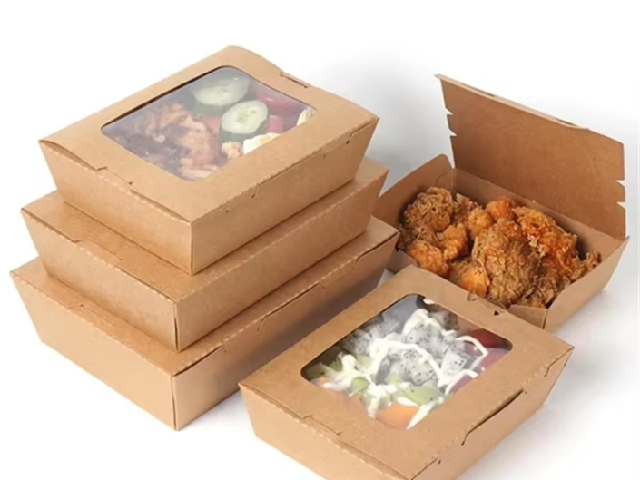 Highly recommended lined kraft paper box for salad and sushi take away packaging.