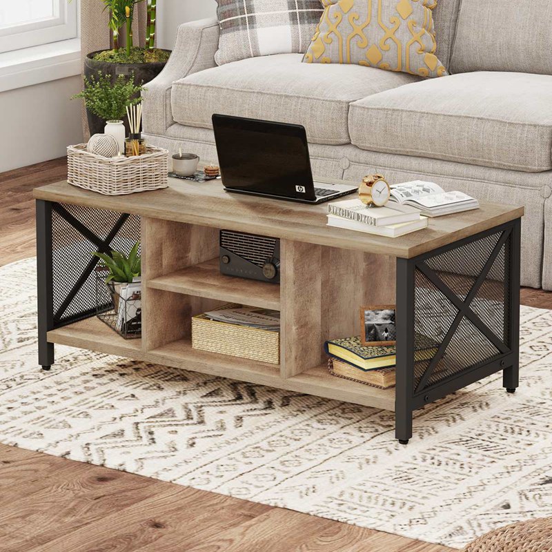 Rustic Rectangle Wood Coffee Table For Living Room