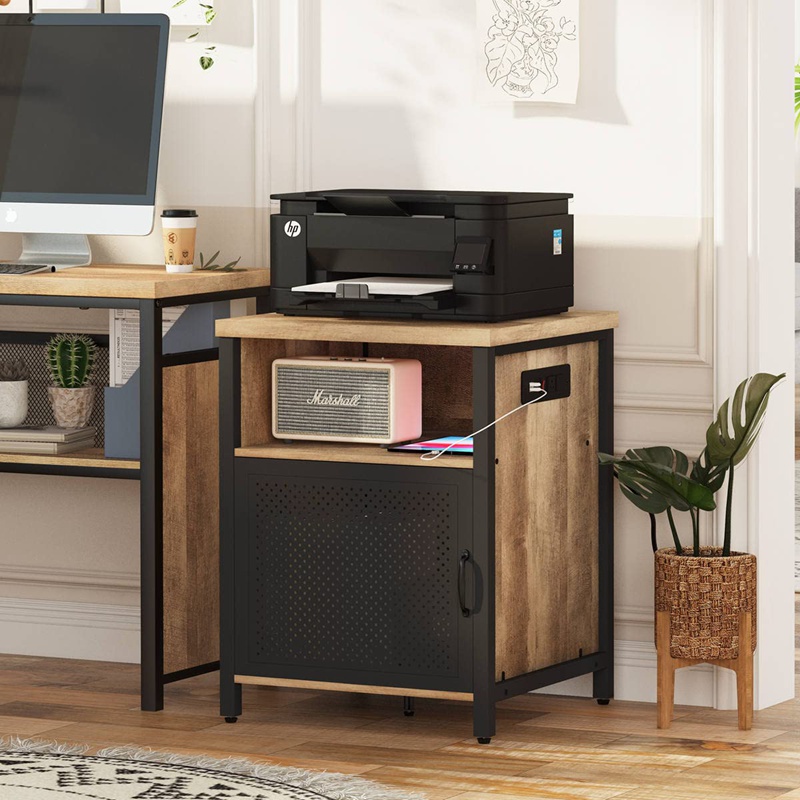 Rustic Small End Table With Storage For Living Room