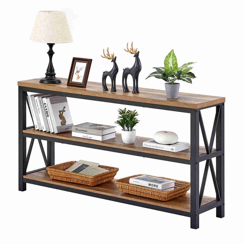 Rustic Wood Console Table na May Mga Istante Para sa Dining Room