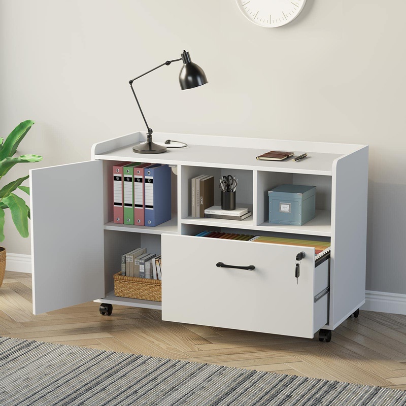 Office Rolling Printer Stand na May File Drawer At Storage