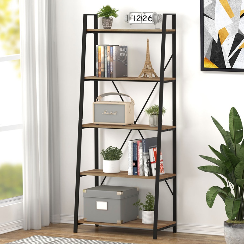 Industrial Ladder Bookshelf Bookcase For Living Room