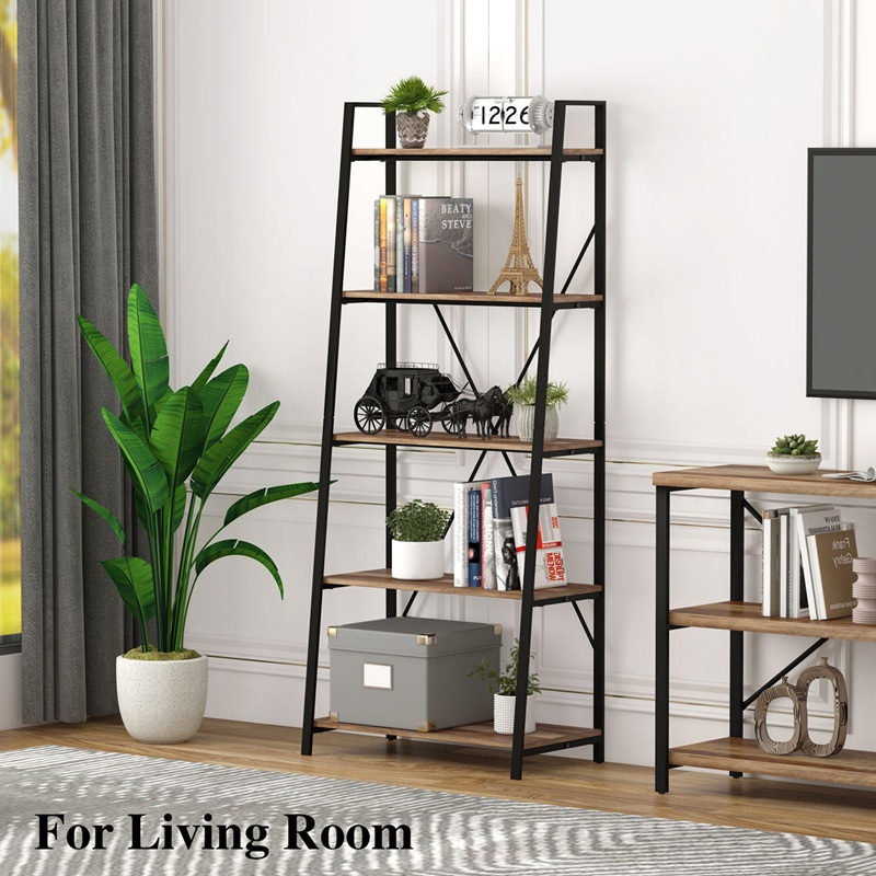 Industrial Ladder Bookshelf Bookcase Para sa Sala