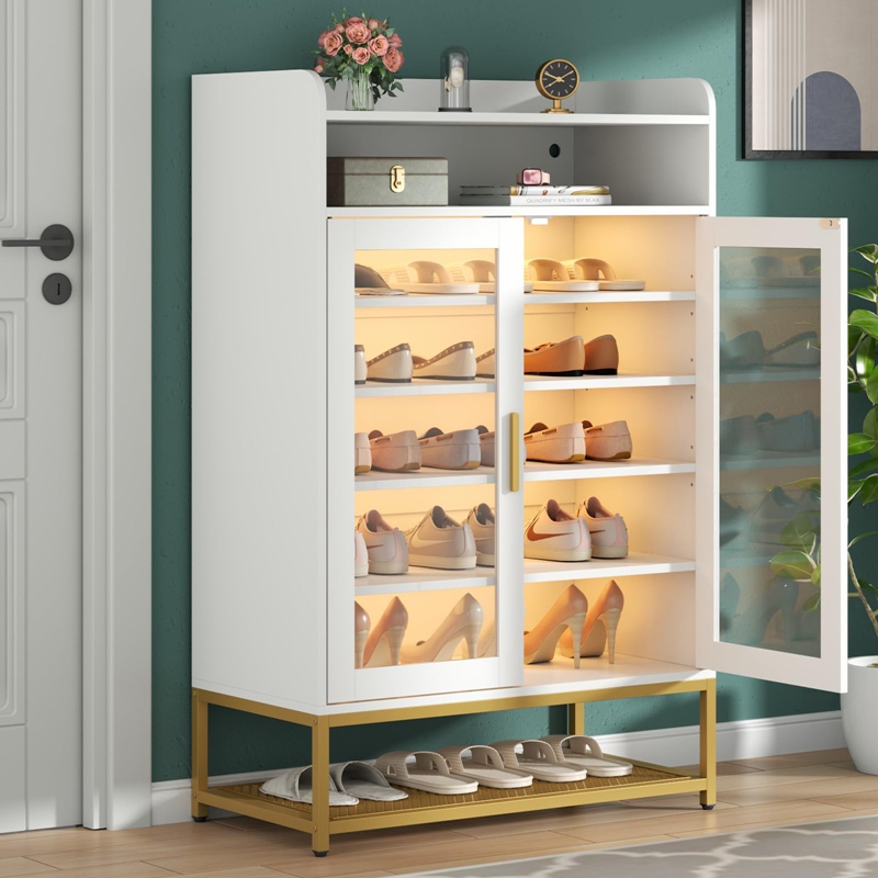 Armoire à chaussures en métal pour couloir avec siège