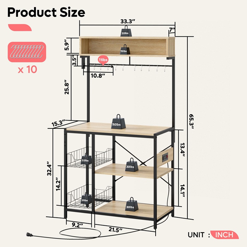 Rustic Kitchen Bakers Rack With Cabinet