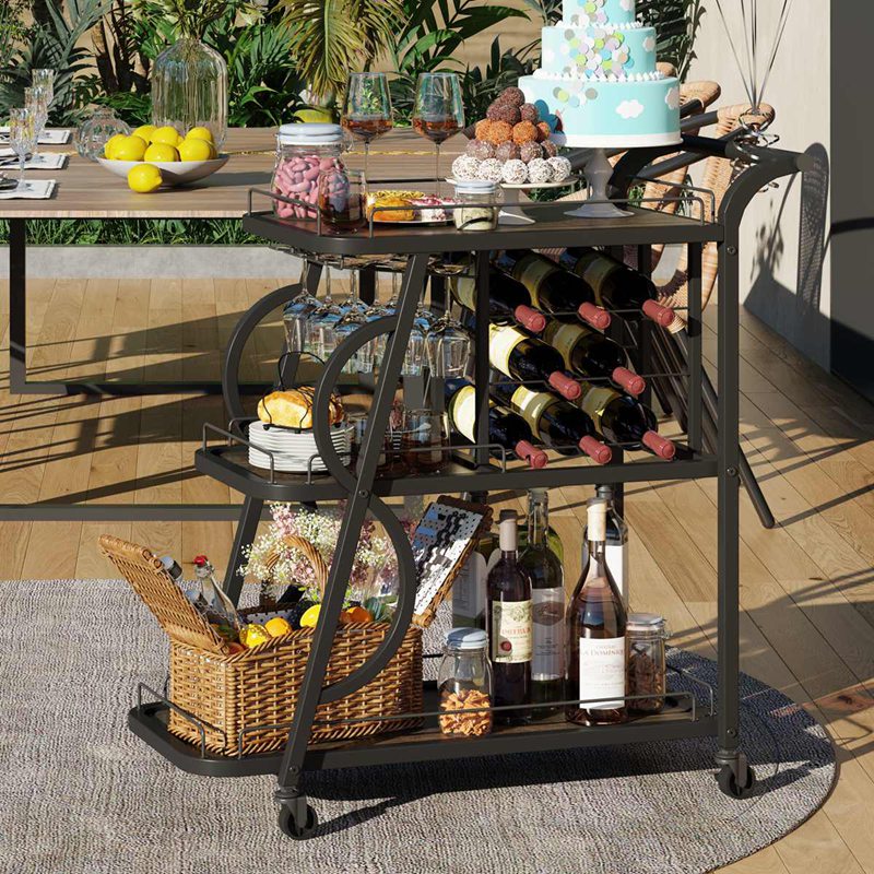 Bar Buffet Storage Cabinet Cart For Living Room