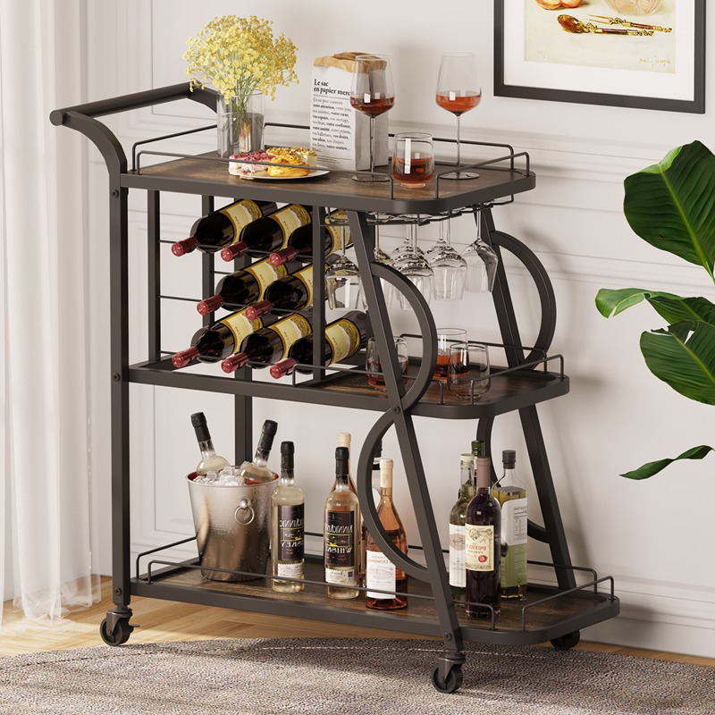 Bar Buffet Storage Cabinet Cart For Living Room