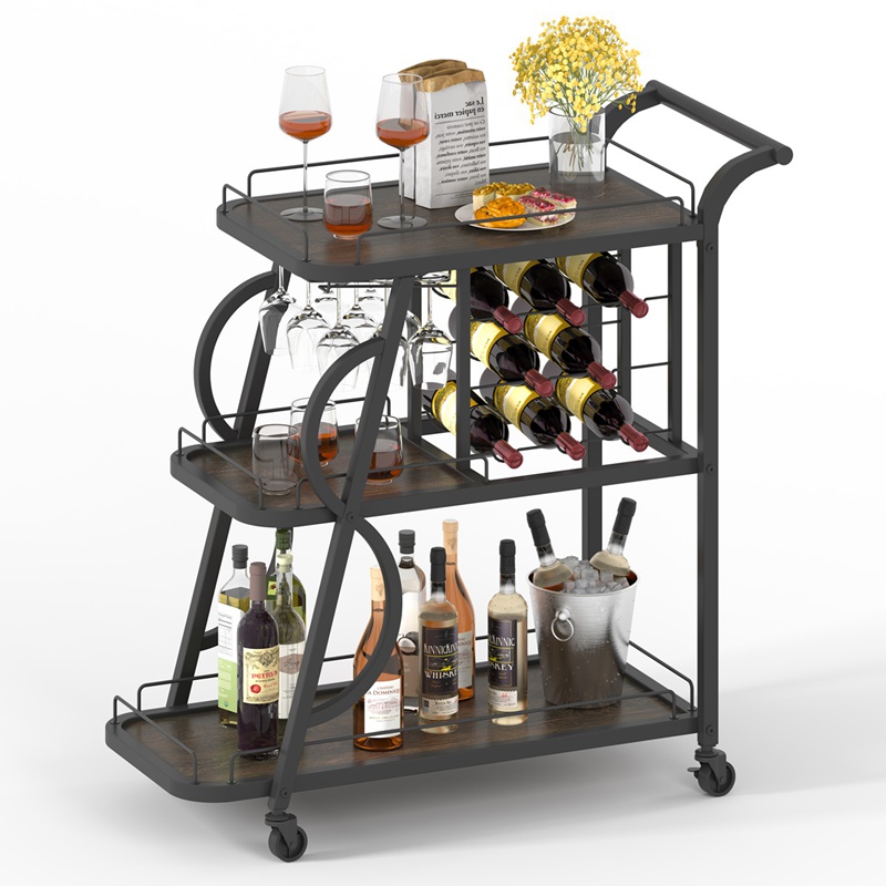 Bar Buffet Storage Cabinet Cart For Living Room