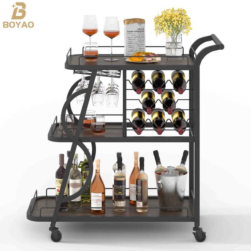 Bar Buffet Storage Cabinet Cart For Living Room