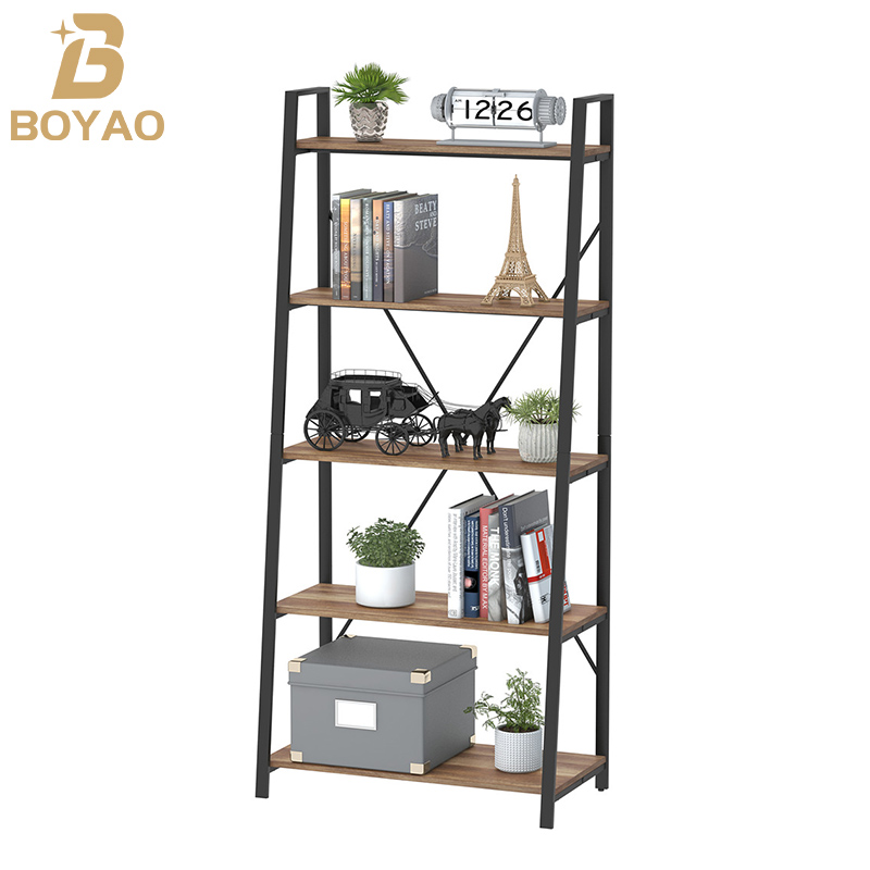 Industrial Ladder Bookshelf Bookcase Para sa Sala