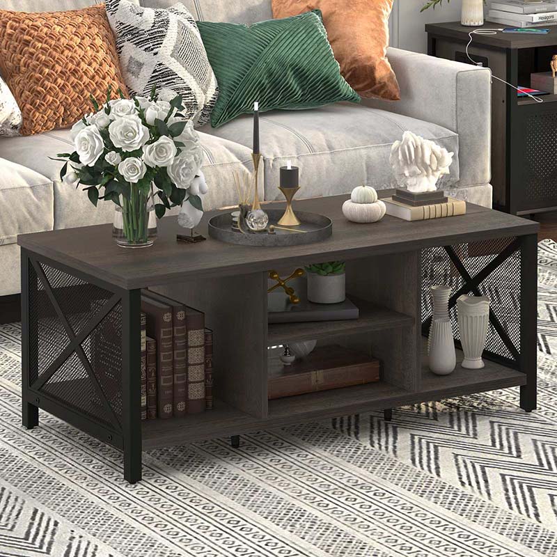 Farmhouse Storage Center Coffee Table for Living Room