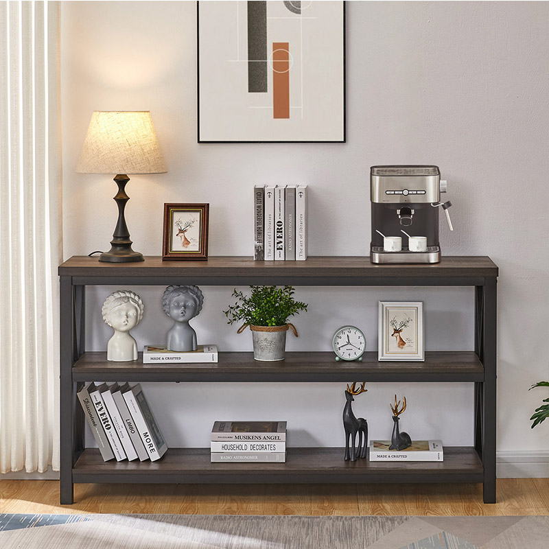 Industrial Wood Console Table with Storage,Walnut Brown