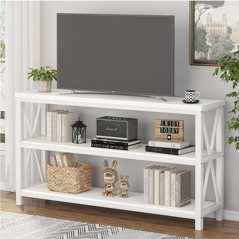 Modern White Metal Sofa Console Table with Shelves