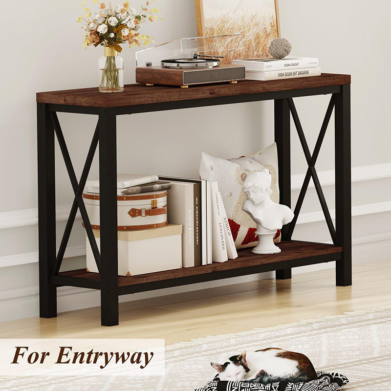 Vintage Antique TV Console Table na may Storage para sa Entryway