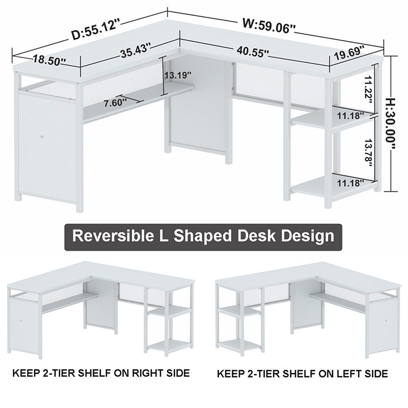 Modern Reversible L Shaped Computer Desk for Home Office