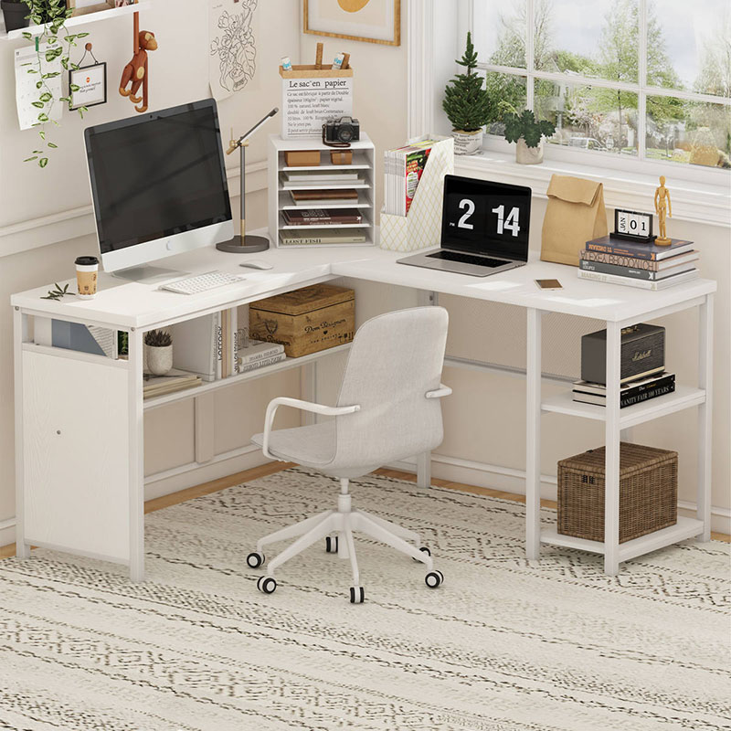 Mesa de computador moderna reversível em forma de L para home office