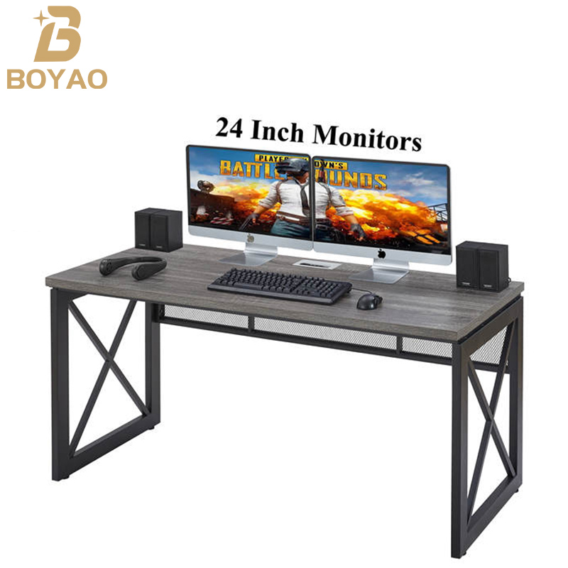 Rustic Corner Standing Gaming Computer Desk, Metal