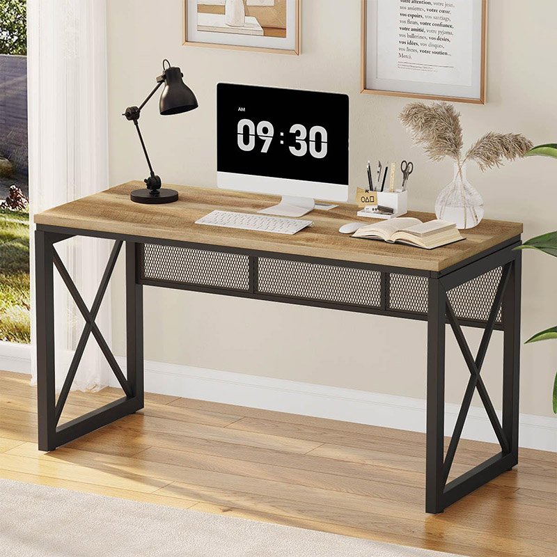 Simpleng 54 pulgadang Wood Sturdy Writing Desk, Vintage Oak