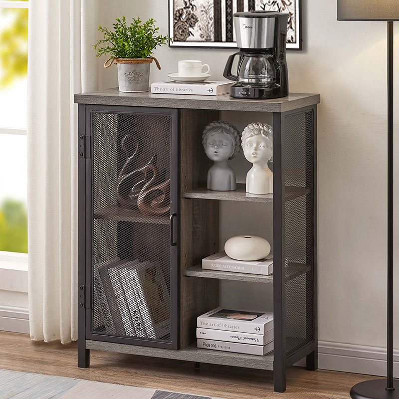 Farmhouse Metal Liquor Cabinet na may storage at Adjustable Shelves