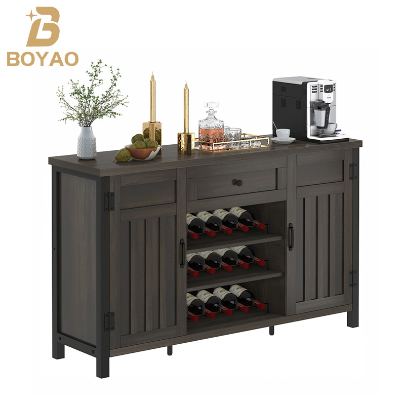 Armário de aparador grande buffet com suporte para vinhos para cozinha