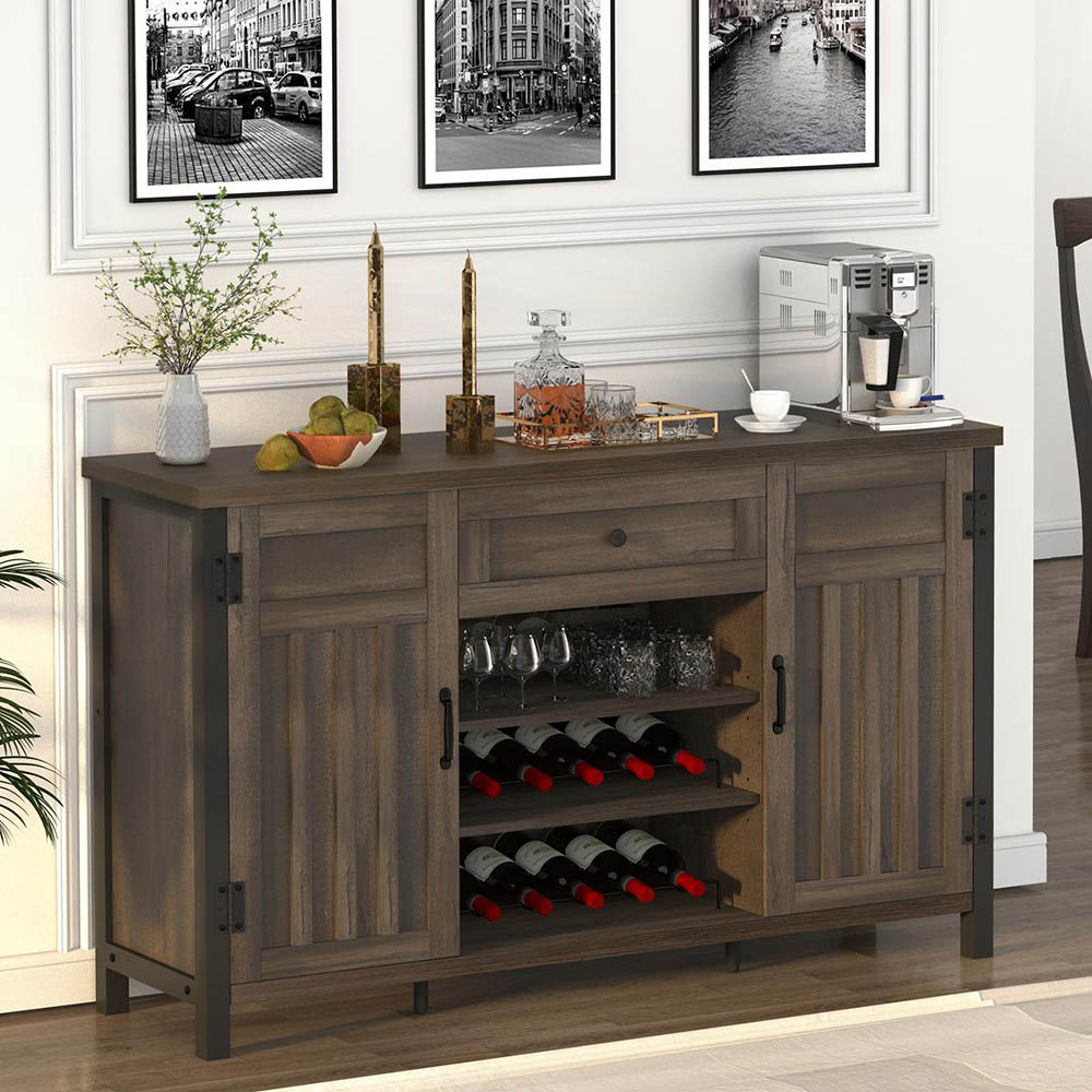 Large Buffet Sideboard Cabinet with Wine Rack for Kitchen