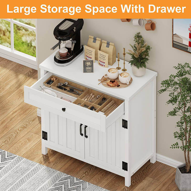 Modern Narrow Sideboard Buffet Cabinet na may Drawer para sa Dining Room