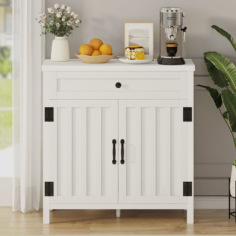 Modern Narrow Sideboard Buffet Cabinet with Drawer for Dining Room