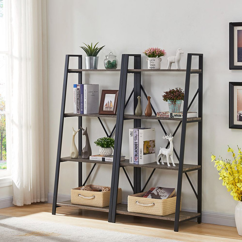 4 Tiers Matal Large Ladder Shelf para sa Sala, Grey