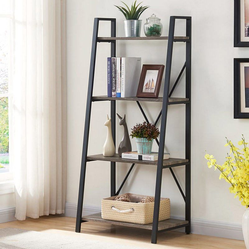 4 Tiers Matal Large Ladder Shelf for Living Room,Grey