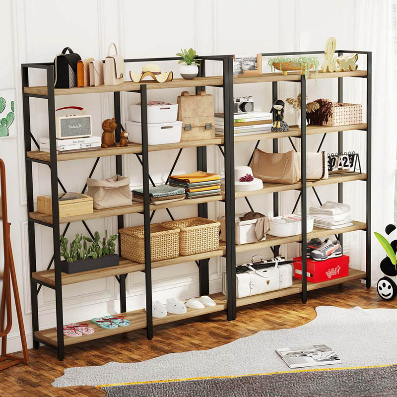 Malaking 5 Tiers Metal Bookshelf para sa Sala