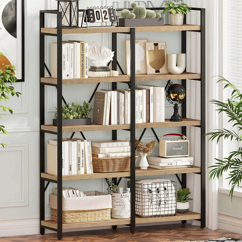 Large 5 Tiers Metal Bookshelf for Living Room