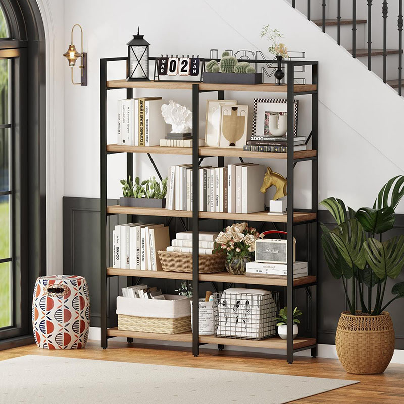 Large 5 Tiers Metal Bookshelf for Living Room