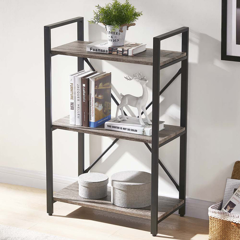 Rustic 3 Tiers Standing Metal Bookshelf para sa Office Living Room